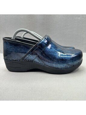 Womens 7.5-8 / EU 38 Dansko XP 2.0 Clog Metallic Blue Patent Leather Nursing